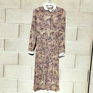 Vintage Albert Nipon Flowy, Collared Paisley Dress